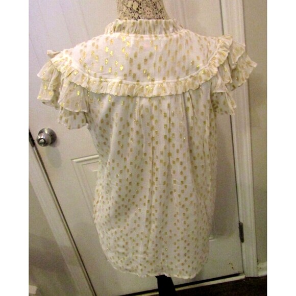 CK Bradley Silla Top NWT Off White Metallic Gold Accents Retail $168 Size S - Picture 6 of 10